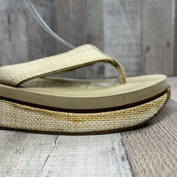 Volatile Women's Island Wedge Platform Sandals Raffia Thong Flip Flop Tan Size 8 - Picture 12 of 16